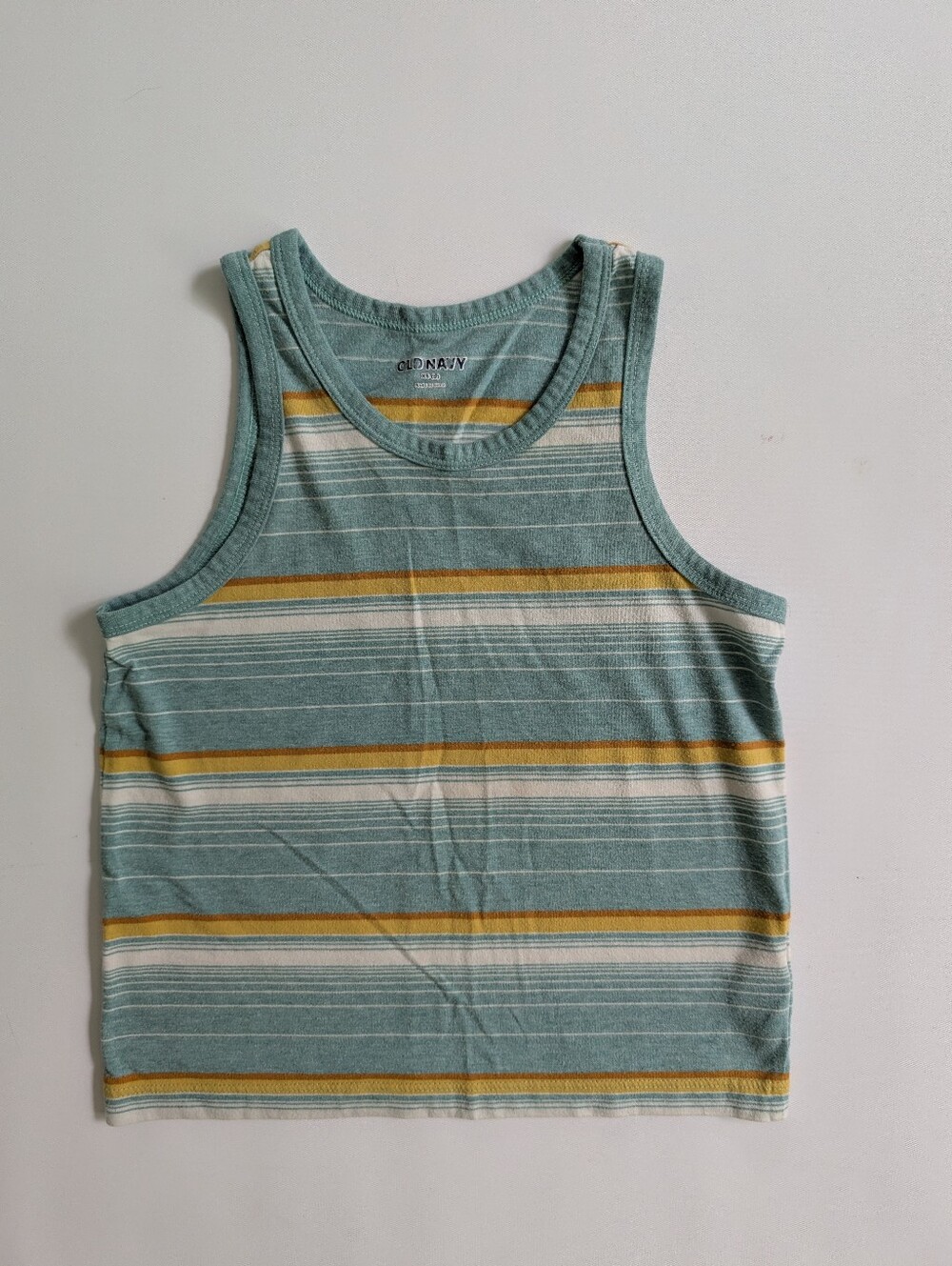 Old Navy Teal, White & Mustard Striped Tank Top